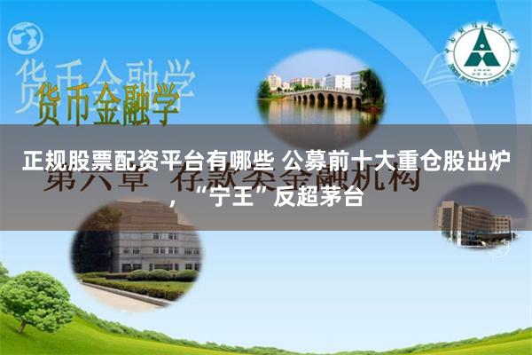 正规股票配资平台有哪些 公募前十大重仓股出炉，“宁王”反超茅台