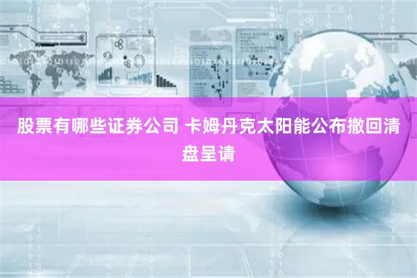 股票有哪些证券公司 卡姆丹克太阳能公布撤回清盘呈请